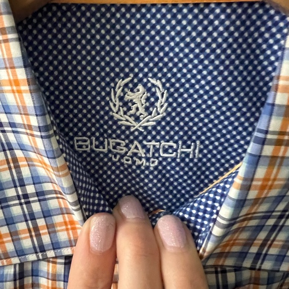 Bugatchi Plaid Shirt - Blue and Orange - Picture 5 of 8